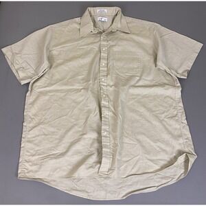 Enro Button Up Shirt Mens‎ 19 Tall  Beige Short Sleeve Pebble Cloth Cotton Blend